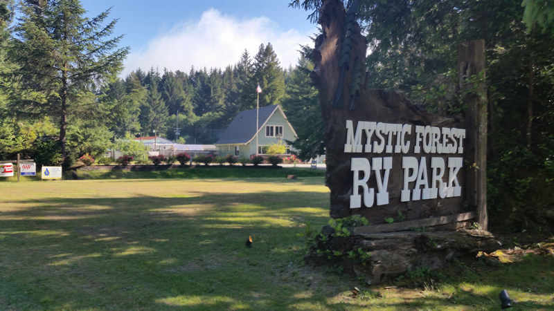 Mystic Forest RV Park sign